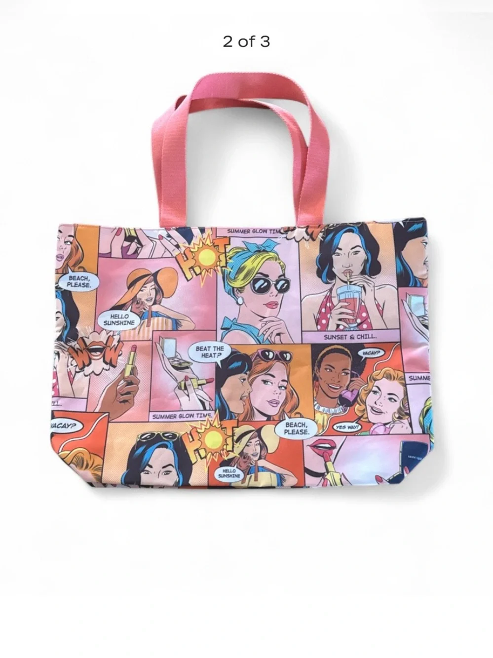Estee Lauder Comic-Strip Tote with Pink Handles